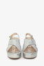 Prada Metallic Silver Leather Platform Sandals Size 38