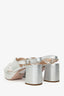 Prada Metallic Silver Leather Platform Sandals Size 38