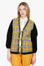 Maje Black/Yellow Check Reversible Tie-front Cardigan Size 1