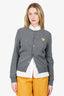 Play Comme Des Garçons Grey Wool Heart Patch Cardigan Size L