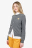 Play Comme Des Garçons Grey Wool Heart Patch Cardigan Size L