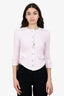 Pre-Loved Chanel™ Pink/White Floral Jacquard Button Down Jacket Size 38