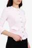 Pre-Loved Chanel™ Pink/White Floral Jacquard Button Down Jacket Size 38