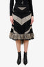 Pre-Loved Chanel™ 2014 Black/Beige Chevron Fringe Knit Skirt Size 38