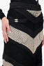 Pre-Loved Chanel™ 2014 Black/Beige Chevron Fringe Knit Skirt Size 38