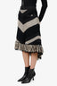 Pre-Loved Chanel™ 2014 Black/Beige Chevron Fringe Knit Skirt Size 38
