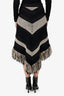 Pre-Loved Chanel™ 2014 Black/Beige Chevron Fringe Knit Skirt Size 38