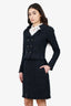Pre-Loved Chanel™ 2013 Navy Blue Notched Bouclé Jacket/Skirt Set Size 36
