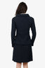 Pre-Loved Chanel™ 2013 Navy Blue Notched Bouclé Jacket/Skirt Set Size 36