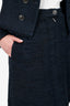 Pre-Loved Chanel™ 2013 Navy Blue Notched Bouclé Jacket/Skirt Set Size 36