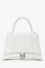 Balenciaga White Grained Leather Small Hourglass Bag With Strap
