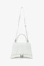 Balenciaga White Grained Leather Small Hourglass Bag With Strap