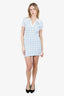 T by Alexander Wang Blue Gingham Towel Dress With Crystal Logo Brooch Size S