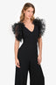 Stella McCartney Black Ruffle Sleeve Wide Leg Jumpsuit Size 38