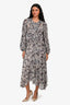 Isabel Marant Cream/Purple Long Sleeve Paisley Print Maxi Dress Size 34