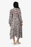 Isabel Marant Cream/Purple Long Sleeve Paisley Print Maxi Dress Size 34