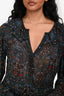 Ba&sh Green/Red Floral Long Sleeve Midi Dress Size 0