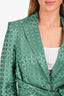 Veronica Beard Green Printed Belted Blazer Size 2