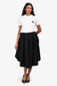 Comme Des Garcons Black Pinstripe Wool Midi Skirt Size S