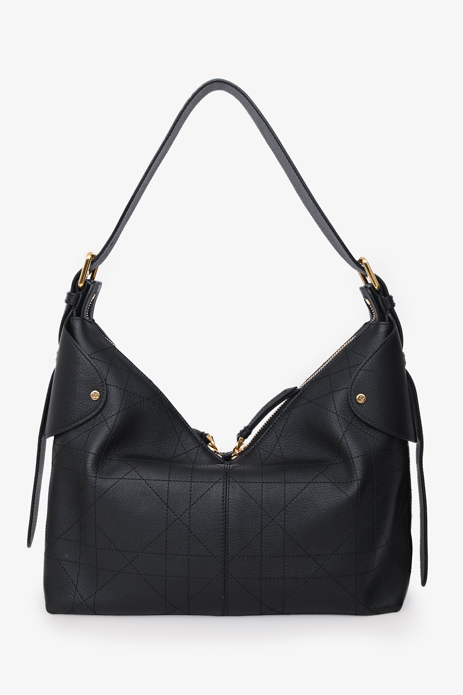 Christian Dior 2025 Black Flat Macrocannage Medium Dior Voyage Bag