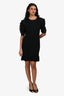 Pre-Loved Chanel™ 2021 Black Cashmere Ruffle Sleeve Mid-Length Dress Size 36