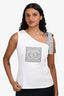 Pre-Loved Chanel™ 24S White Cotton CC Embellished Asymmetrical Top Size 36
