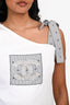 Pre-Loved Chanel™ 24S White Cotton CC Embellished Asymmetrical Top Size 36