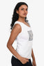 Pre-Loved Chanel™ 24S White Cotton CC Embellished Asymmetrical Top Size 36