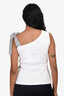Pre-Loved Chanel™ 24S White Cotton CC Embellished Asymmetrical Top Size 36