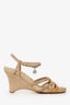 Pre-Loved Chanel™ Beige Suede/Patent Espadrille CC Charm Heeled Sandals Size 39