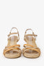Pre-Loved Chanel™ Beige Suede/Patent Espadrille CC Charm Heeled Sandals Size 39