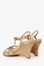 Pre-Loved Chanel™ Beige Suede/Patent Espadrille CC Charm Heeled Sandals Size 39