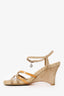 Pre-Loved Chanel™ Beige Suede/Patent Espadrille CC Charm Heeled Sandals Size 39