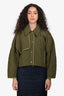 Ba&sh Green Quilted Cropped Bomber Jacket Size XS