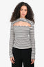 A.W.A.K.E Mode Black/White Striped Cut-Out Long Sleeve Top Size S