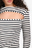A.W.A.K.E Mode Black/White Striped Cut-Out Long Sleeve Top Size S