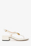 Gucci White Leather Marmont GG T-Strap Sandals Size 38
