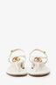 Gucci White Leather Marmont GG T-Strap Sandals Size 38