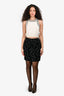 Oscar de la Renta Black/White Wool Mini Skirt Size 6