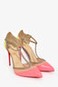 Christian Louboutin Neon Pink/Yellow Patent Sparkle Detail Heels Size 37.5