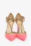 Christian Louboutin Neon Pink/Yellow Patent Sparkle Detail Heels Size 37.5