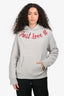 Sandro Grey/Red 'Just Love You' Hooded Sweatshirt Size 3