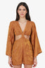 Azulu Brown Striped Cut-out Jumpsuit Size S