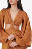 Azulu Brown Striped Cut-out Jumpsuit Size S