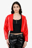 Rotate Birger Christensen Red Textured Faux Leather Cropped Jacket Size 4
