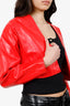 Rotate Birger Christensen Red Textured Faux Leather Cropped Jacket Size 4