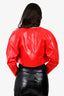 Rotate Birger Christensen Red Textured Faux Leather Cropped Jacket Size 4