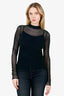 MM6 Maison Margiela Green Velvet Mesh Long Sleeve Top Size S