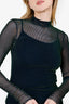 MM6 Maison Margiela Green Velvet Mesh Long Sleeve Top Size S