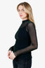 MM6 Maison Margiela Green Velvet Mesh Long Sleeve Top Size S
